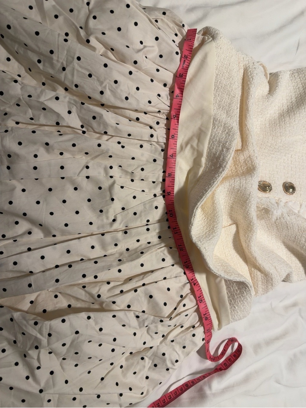 Self-Portrait Cream Bouclé Polka Dot Midi Dress UK 8 US 4 NWOT - Picture 9 of 10